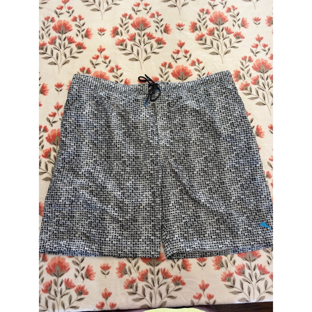 Tommy Bahama Mens 3XLT Swim Trunks Gray Black Geometric Board Shorts 3XL Tall